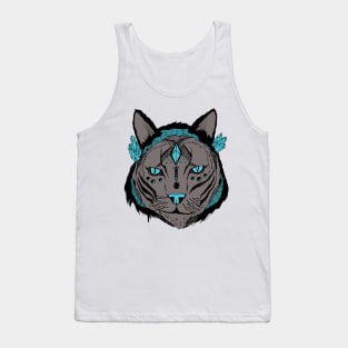 Blue Grey Mystical Tribal Cat Tank Top